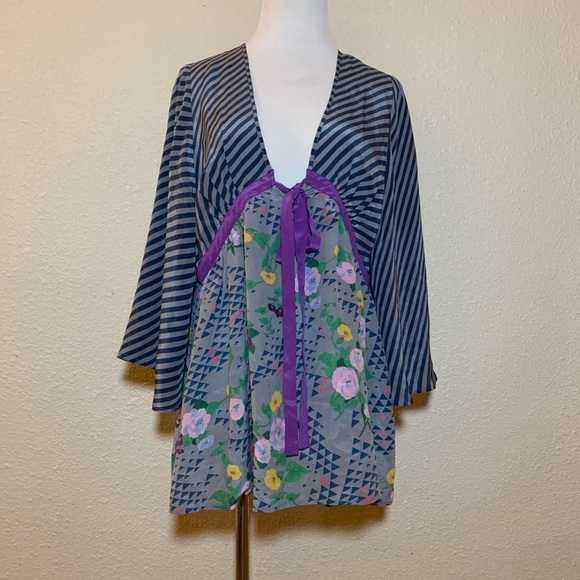 Hanna G Womens Large Tunic Top With Ribbon silk - Picture 1 of 5
